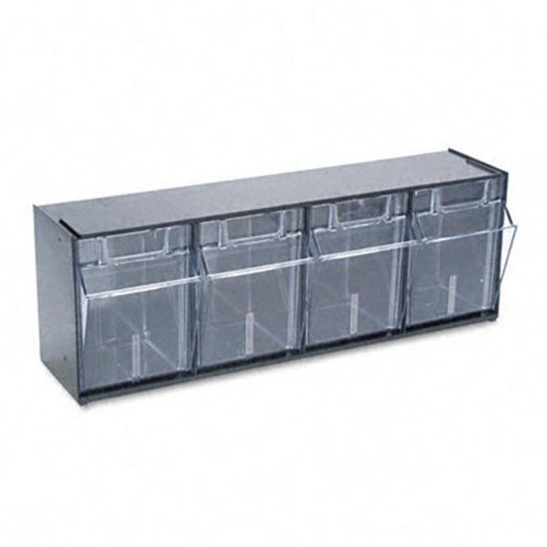 Deflecto Deflect-O 20404OP Tilt Bin Plastic Storage System with Four Bins  23-5/8 x 6-5/8 x 8-1/8  Black 20404OP